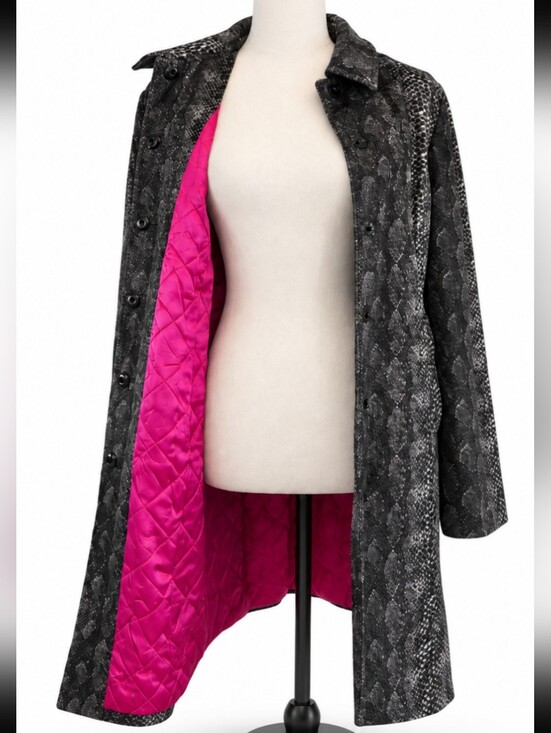 Guess Jackets & Blazers - Vintage Guess Black Gray Snakeskin Print Mid Length Coat Jacket Womens Medium